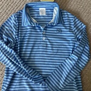 Prodoh Blue Striped Long Sleeve Performance Polo